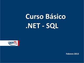 Curso Básico
.NET - SQL
Febrero 2013
 
