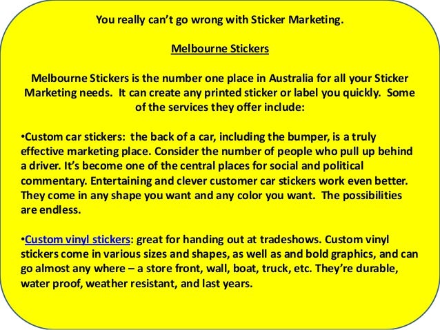 Sticker Marketing Is An Excellent Advertising