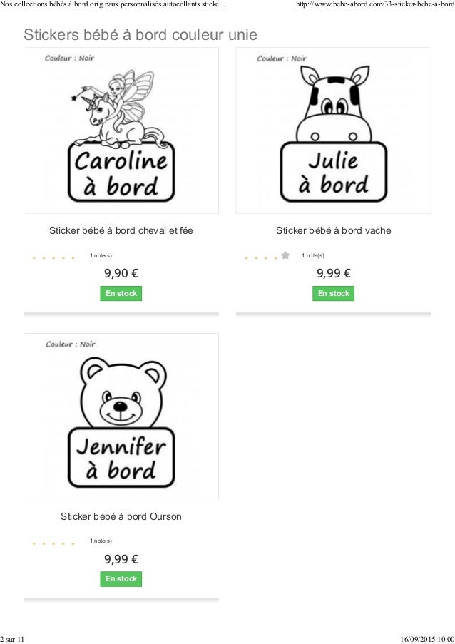 Stickers Une Collection D Auto Collants Personnalises Bebe A Bord