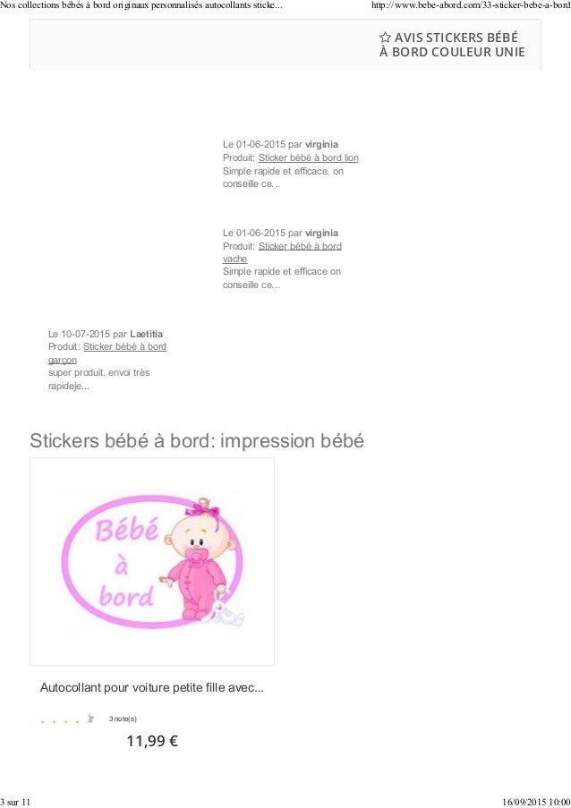 Stickers Une Collection D Auto Collants Personnalises Bebe A Bord