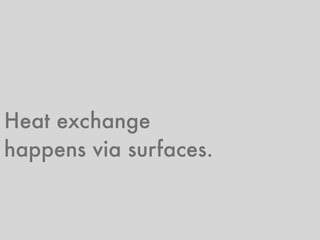 Heat exchange
happens via surfaces.
 