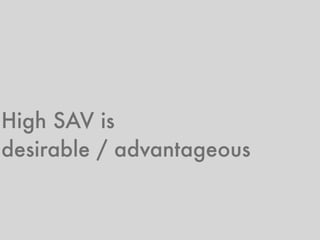 High SAV is
desirable / advantageous
 