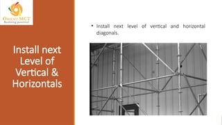 • Install next level of vertical and horizontal
diagonals.
Install next
Level of
Vertical &
Horizontals
 