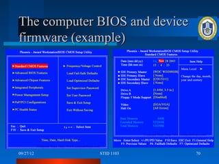 The computer BIOS and device
firmware (example)




09/27/12     STID 1103         70
 