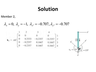 Member 2,
Solution
707
.
0
,
707
.
0
,
1
,
0 "
" −
=
−
=
−
=
= y
x
y
x 



 