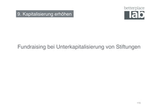 9. Kapitalisierung erhöhen!




Fundraising bei Unterkapitalisierung von Stiftungen!




                                                  110
 