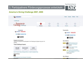 3. Partizipativere Förderungsprozesse entwickeln!
America‘s Giving Challenge 2007, 2009




                                                    40
 