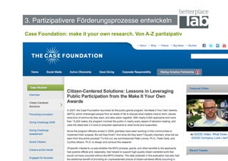 3. Partizipativere Förderungsprozesse entwickeln!
Case Foundation: make it your own research. Von A-Z partizipativ




                                                                   42
 