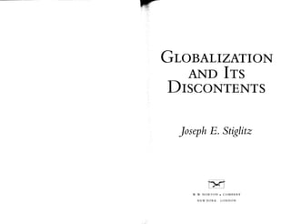 Stiglitz, globalization and its discontents