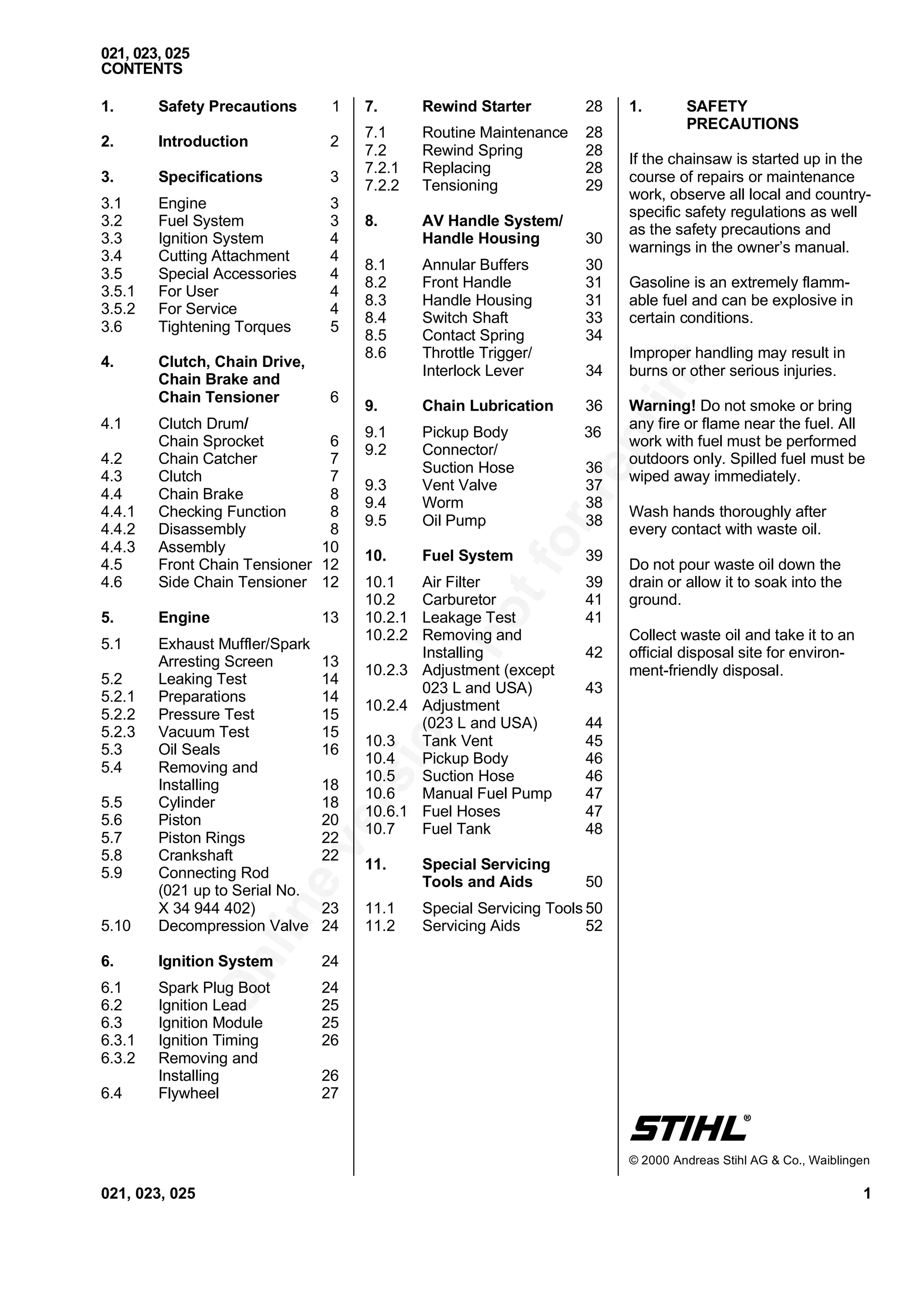 chainsaw maintenance checklist with sprocket replacement summary