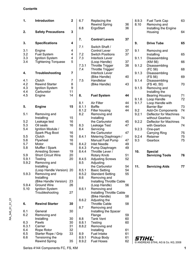 Stihl fs 56 trimmer service repair manual | PDF