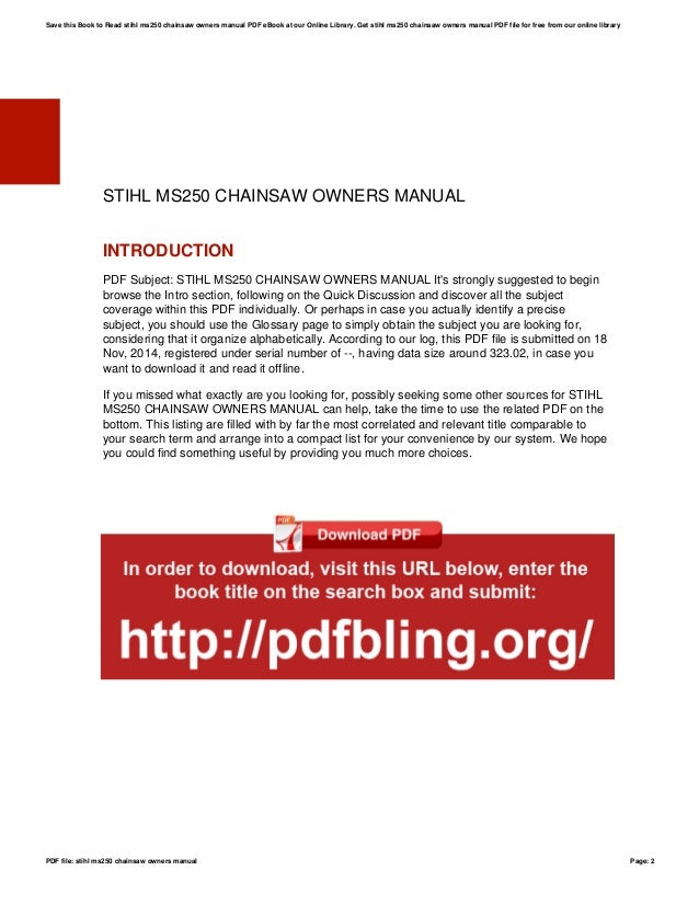 Stihl ms250 chainsaw owners manual