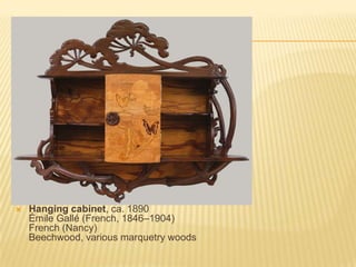 Hanging cabinet, ca. 1890ÉmileGallé (French, 1846–1904)French (Nancy)Beechwood, various marquetry woods