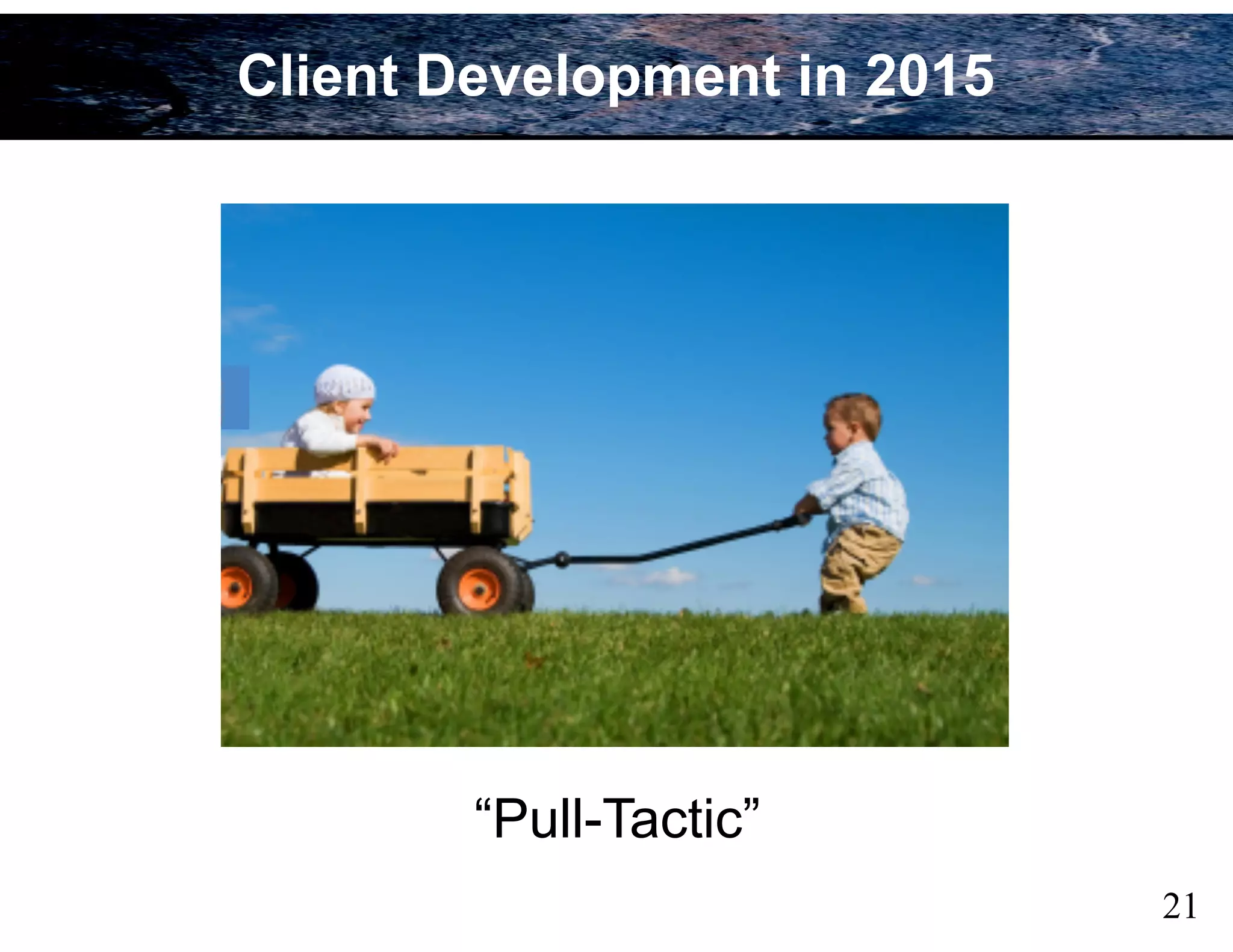 21
Client Development in 2015
“Pull-Tactic”
 