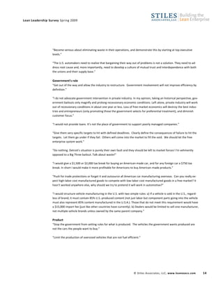 Stiles Lean Leadership Survey Spring09