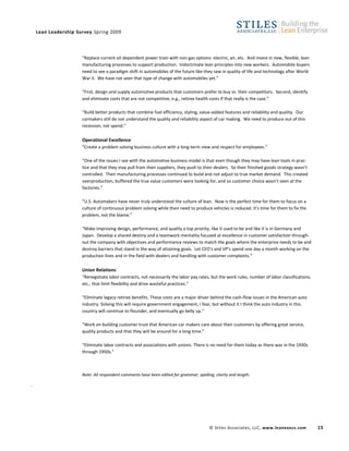 Stiles Lean Leadership Survey Spring09