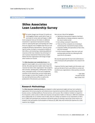 Stiles Lean Leadership Survey Spring09
