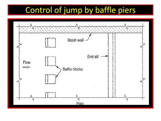 Control of jump by baffle piers