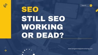 SEO
STILL SEO
WORKING
OR DEAD?
Search. . .
www.bangaloredigitalmarketing.com
 