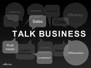 Distribution Sales Conversions Acquisition Costs Efficiency Strategy Differentiation NPS Profit margin Customer Satisfaction Advantage Investment TALK BUSINESS 