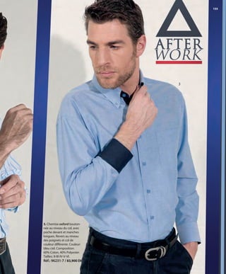 155
3. Chemise oxford bouton-
née au niveau du col, avec
poche devant et manches
longues. Revers au niveau
des poignets et col de
couleur différente. Couleur:
bleu ciel. Composition:
60% Coton, 40% Polyester.
Tailles: II-III-IV-V-VI.
Réf.: 96231-7 / 83,900 Dt
3
OK-154-155 HOMBRE TUNEZ STILO1:Maquetación 1 25/01/13 11:54 Página 2
 