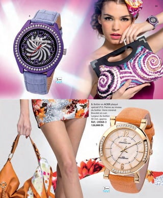 55
4
5
5
5. Boîtier en ACIER plaqué
spécial I.P.G. Pierres au niveau
du boîtier. Verre minéral.
Bracelet en cuir.
Largeur du boîtier:
40 mm. approx.
Réf.: 20068-3
120,000 Dt
3ATM
3ATM
OK-54-55 RELOJES STILO1 TUN_Maquetación 1 24/01/13 13:39 Página 2
 