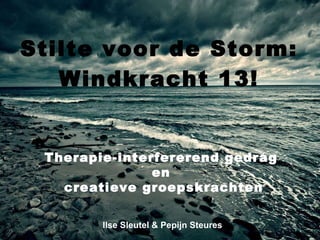 Stilte voor de Storm: Windkracht 13! Ilse Sleutel & Pepijn Steures Therapie-interfererend gedrag  en  creatieve groepskrachten 