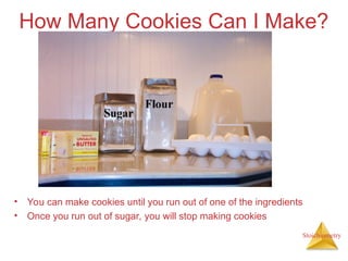 Stochiometry Cooking Examples Stiochiometric calcualations in Chemistry-1.ppt