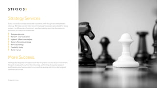 Strategy Services
Every successful concept starts with a systemic, well-thought and well-planned
strategy. We have a proven track record in laying all necessary groundwork for every
project - be it financial or functional - and then building upon that foundation to
maximize your return on investment.
	 Business planning
	 Network asset evaluation
	 Highest- & Best-use analysis
	 Brand & Marketing strategy
	 Roll-out strategy
	 Feasibility study
	 Brand manual

More Success.
Strategically designed concepts ensure the long-term success of your investment.
We work closely with you from the initial step, performing all required research
and finalizing your business plan to successfully develop and roll out any targeted
commercial concept.

 