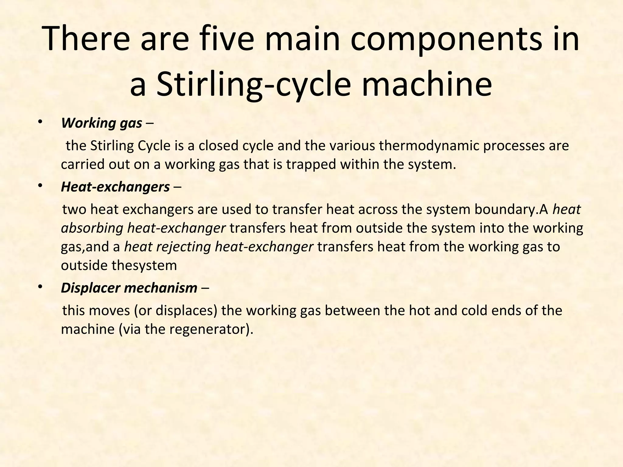 Stirling cycle & its applications | PPT