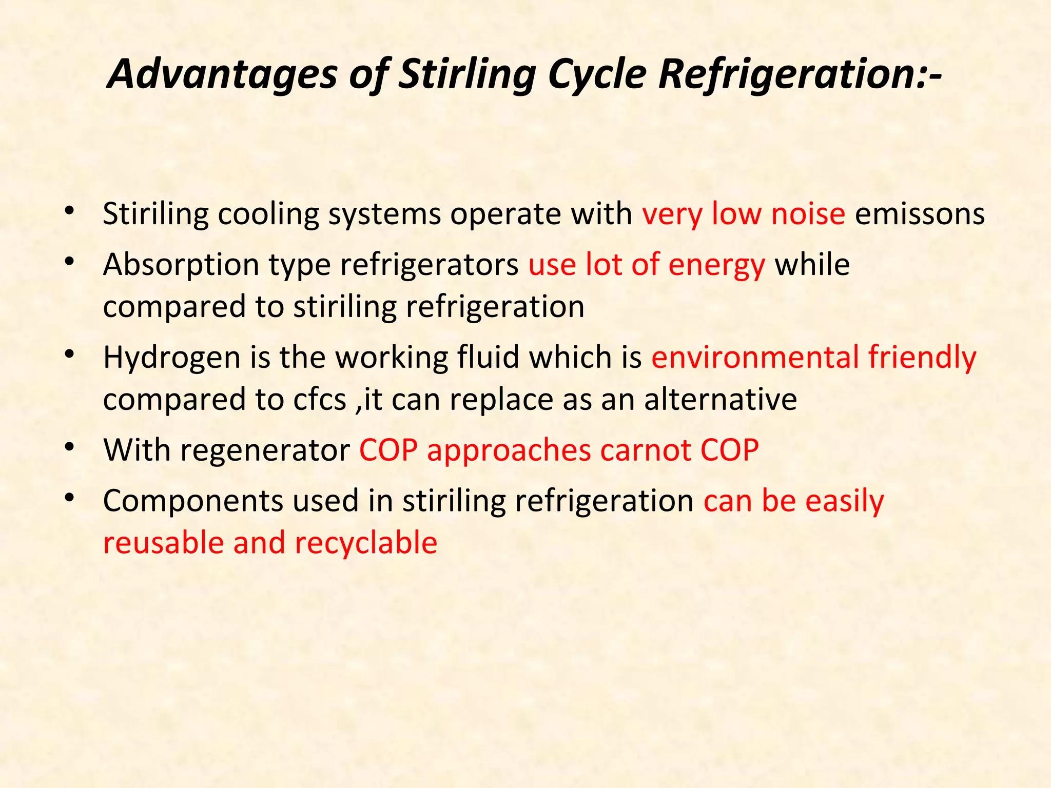 Stirling cycle & its applications | PPT
