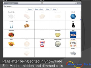 Page after being edited in Show/Hide
Edit Mode – hidden and dimmed cells
 
