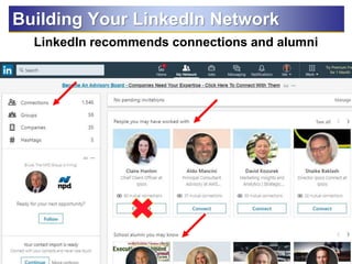 23
LinkedIn recommends connections and alumni
Building Your LinkedIn Network
 
