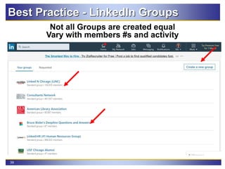 39
Best Practice - LinkedIn Groups
Not all Groups are created equal
Vary with members #s and activity
 