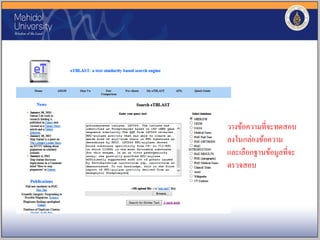 วางข้อความที่จะทดสอบ
ลงในกล่องข้อความ
และเลือกฐานข้อมูลที่จะ
ตรวจสอบ
 