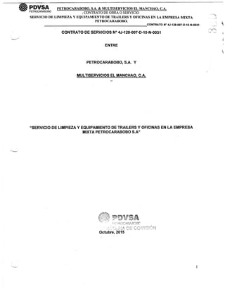 Contrato entre Petrocarabobo y Multiservicios El Manchao C.A.