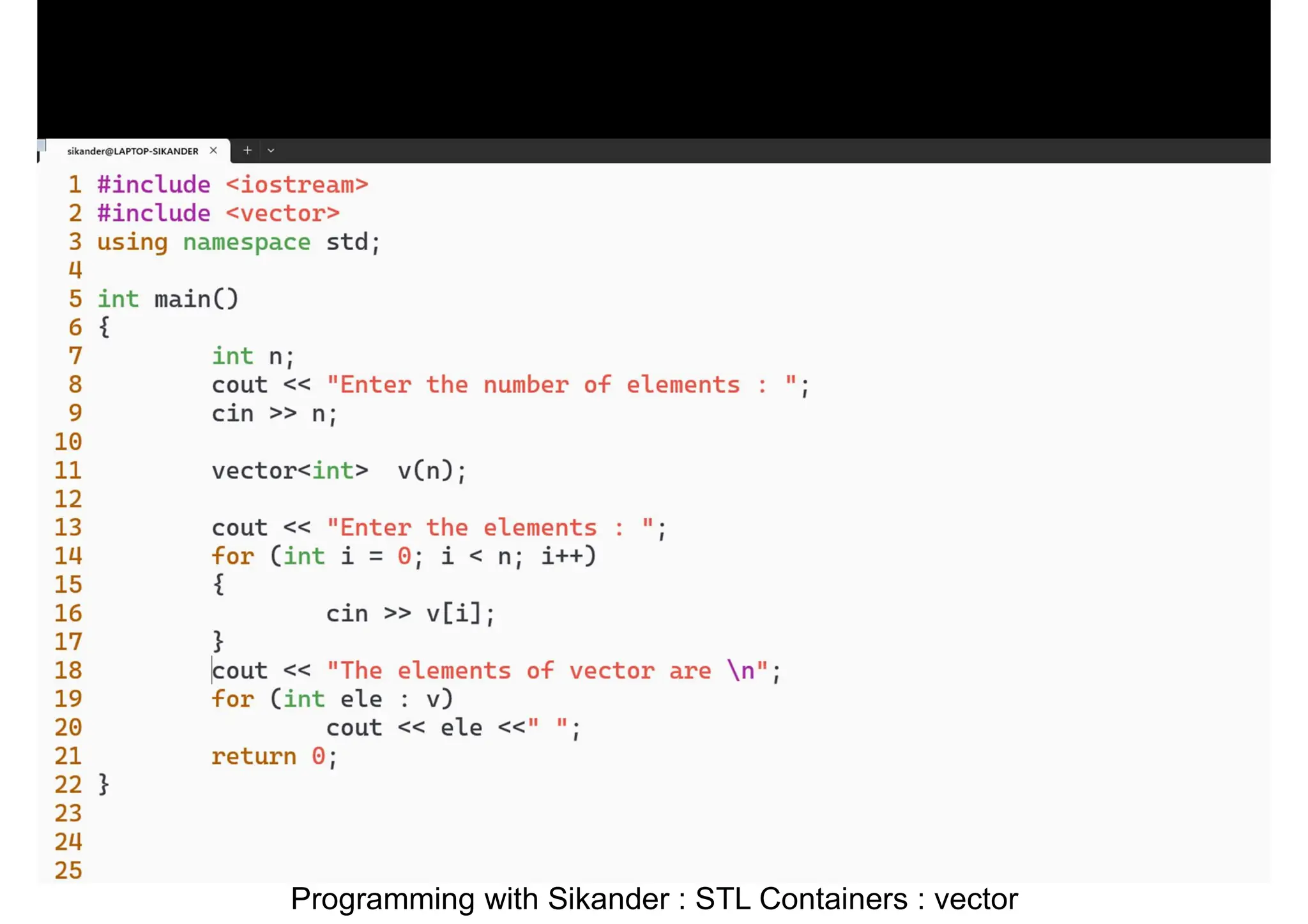 Programming with Sikander : STL Containers : vector 