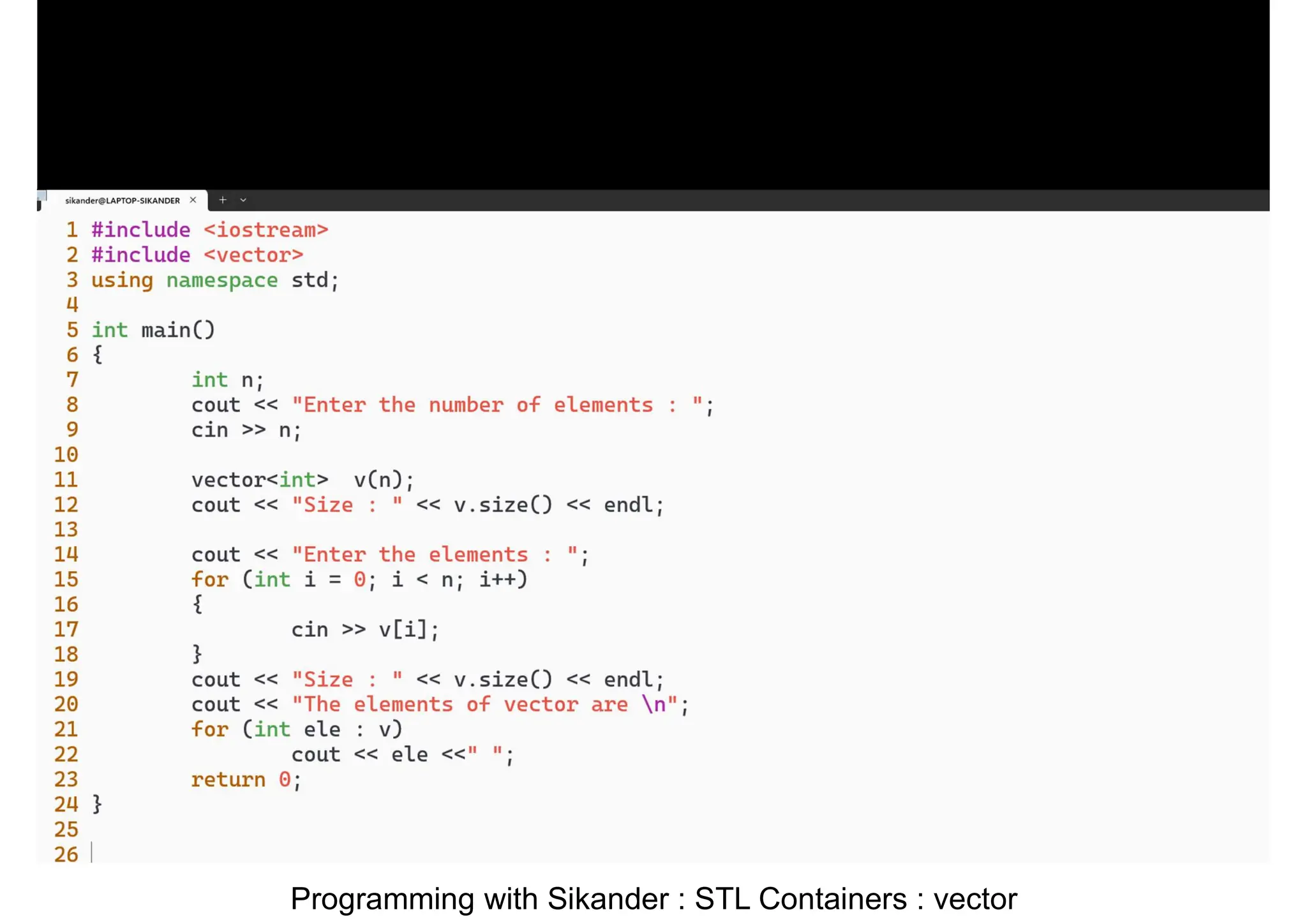Programming with Sikander : STL Containers : vector 
