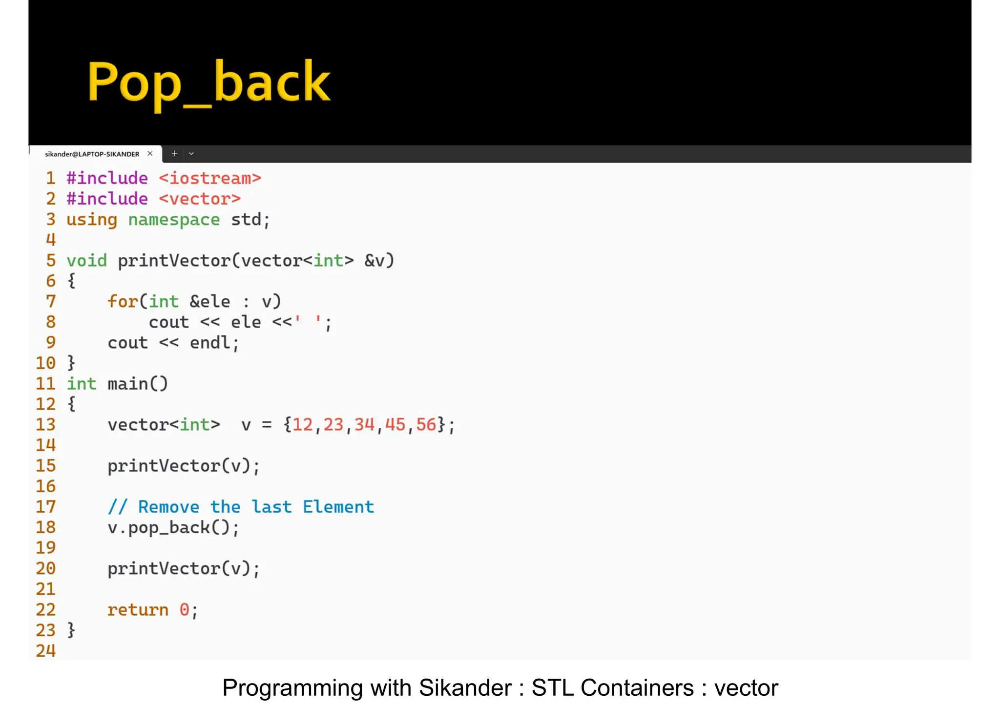 Programming with Sikander : STL Containers : vector 