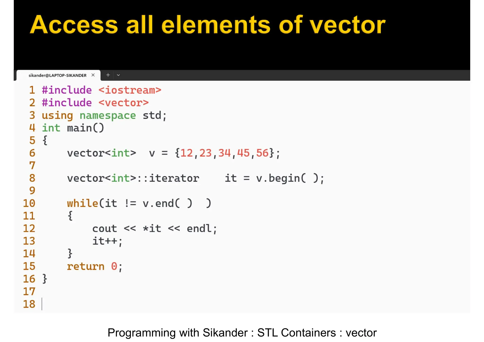 Programming with Sikander : STL Containers : vector 