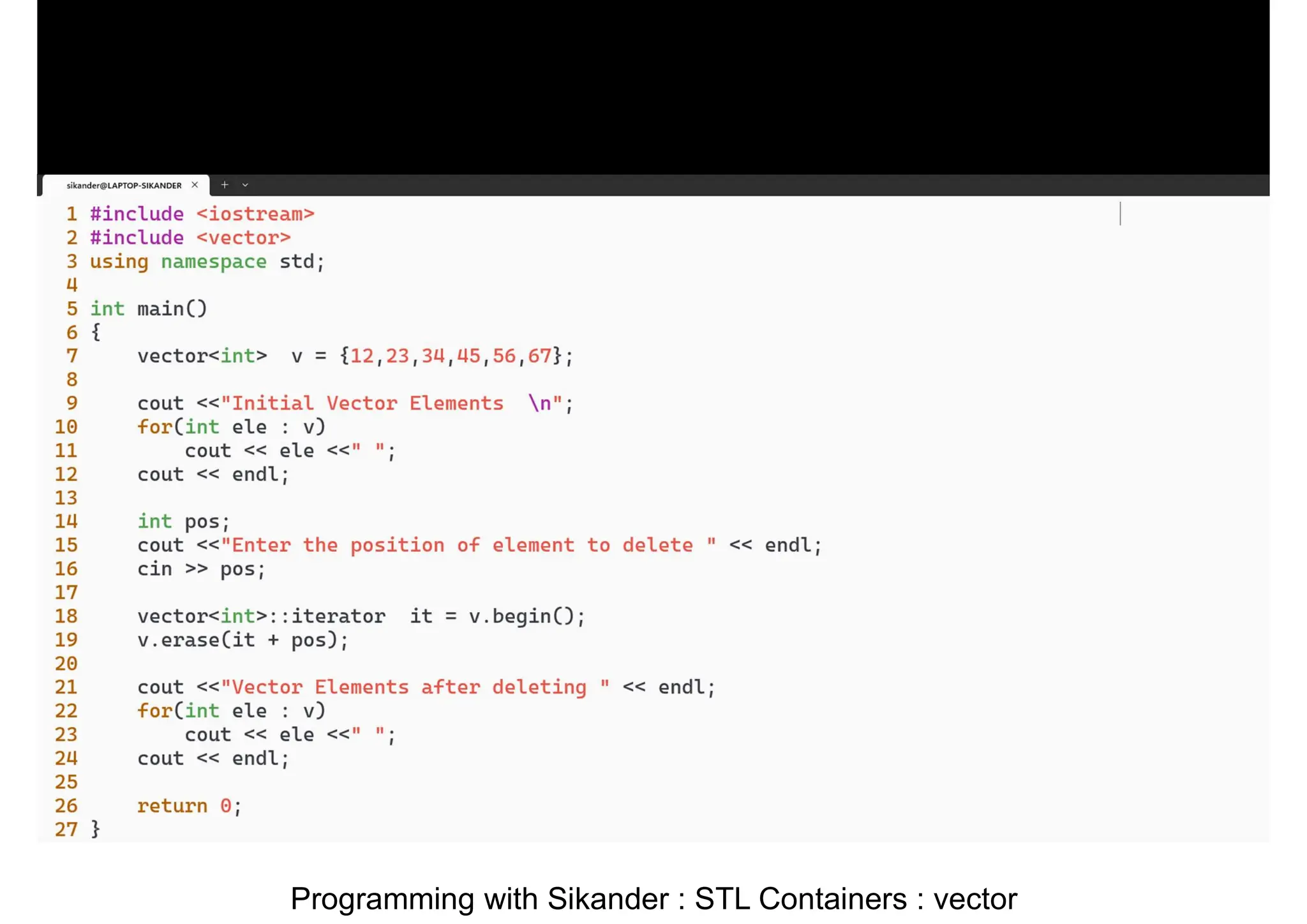 Programming with Sikander : STL Containers : vector 