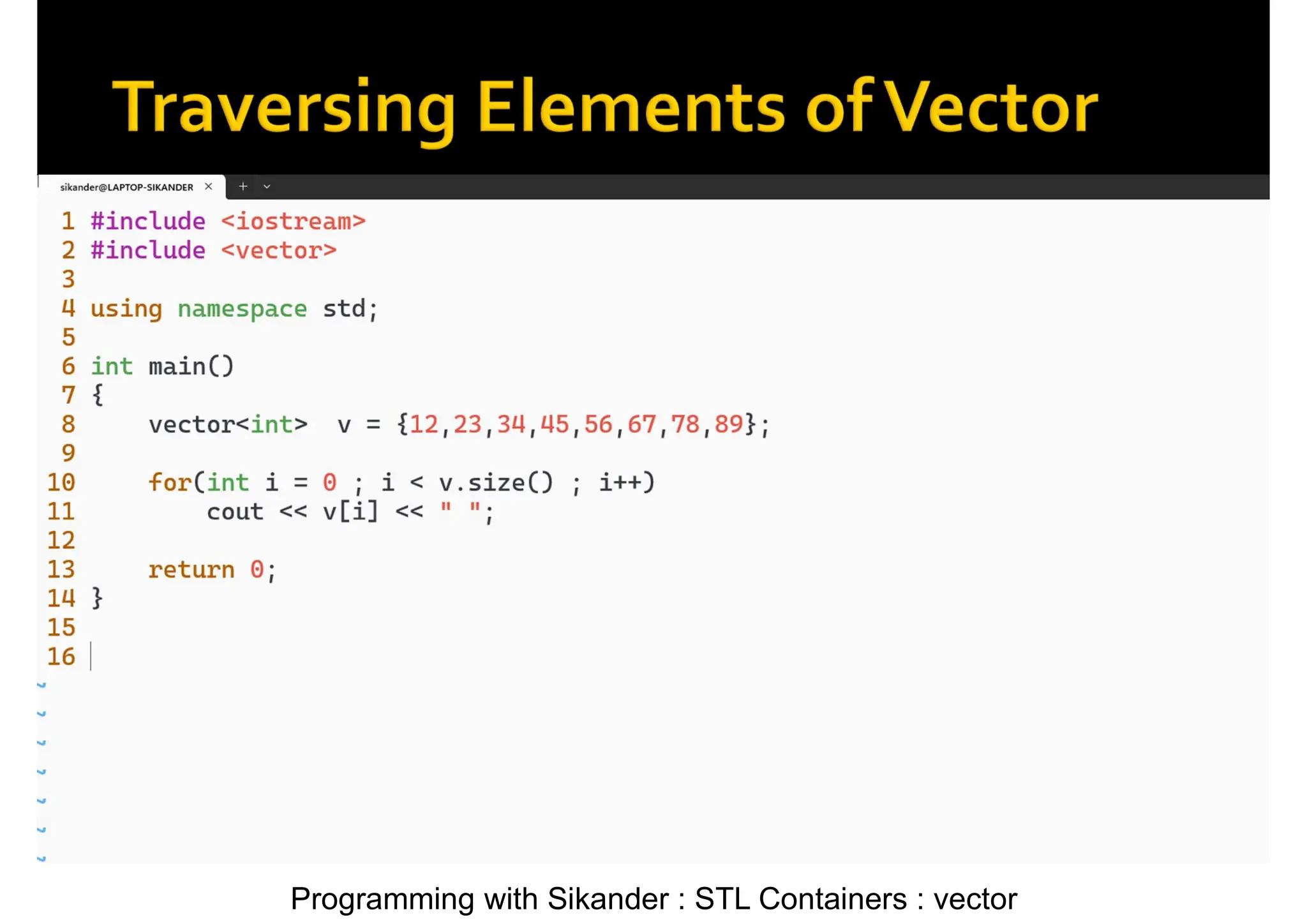 Programming with Sikander : STL Containers : vector 