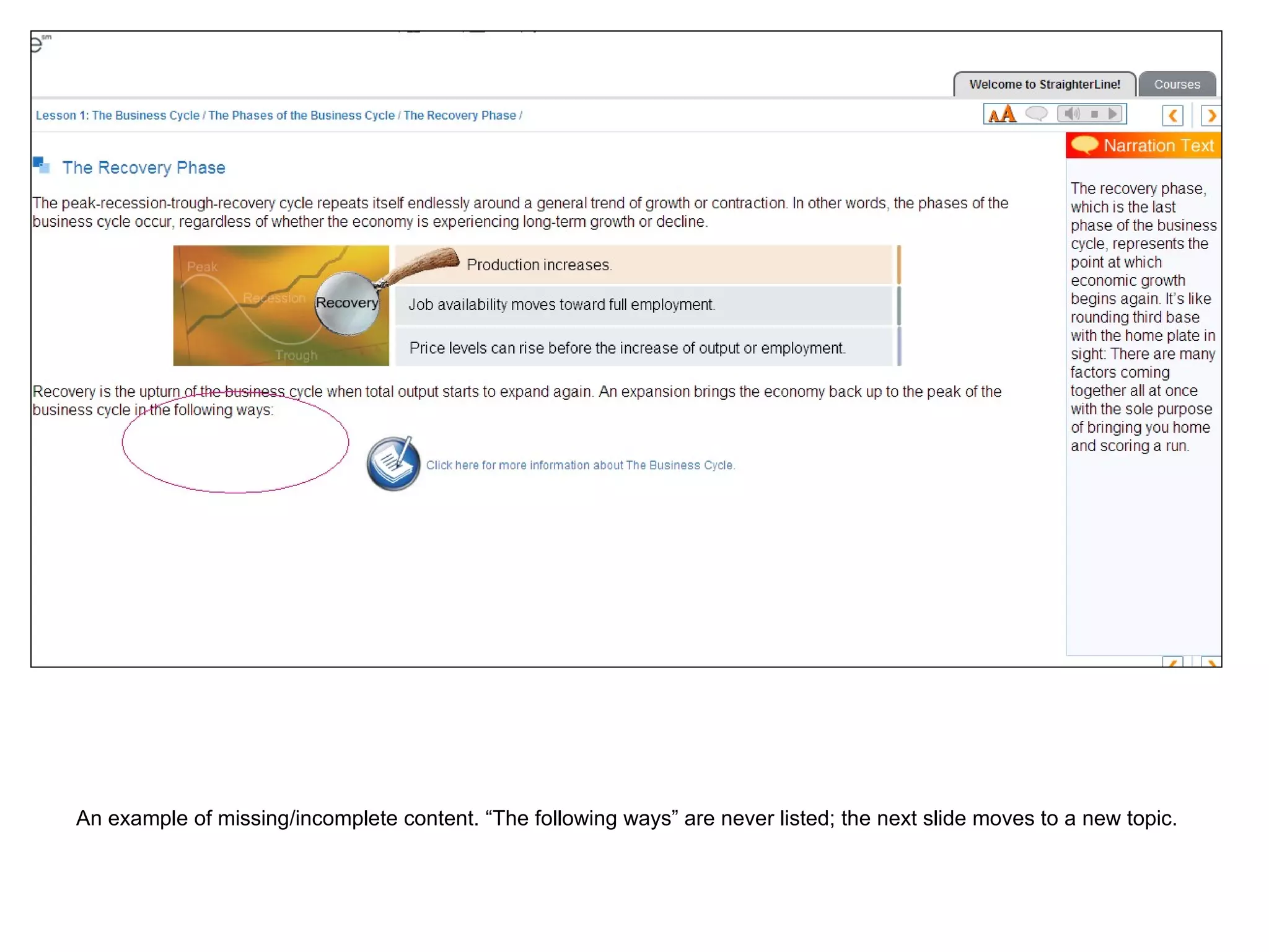 An example of missing/incomplete content. “The following ways” are never listed; the next slide moves to a new topic. 