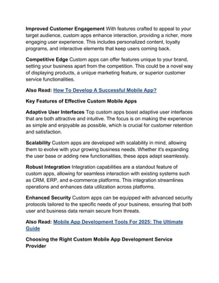 Top Features of Effective Custom Mobile Applications | PDF
