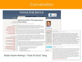 Rabbi Hayim Herring’s “Tools for Shuls” blog Conversation 