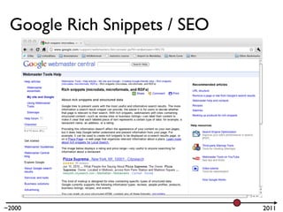 Google Rich Snippets / SEO




~2000                         2011
 