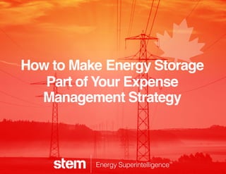1 How to Make Energy Storage Part of Your Global Adjustment Strategy
How to Make Energy Storage
Part of Your Expense
Management Strategy
 