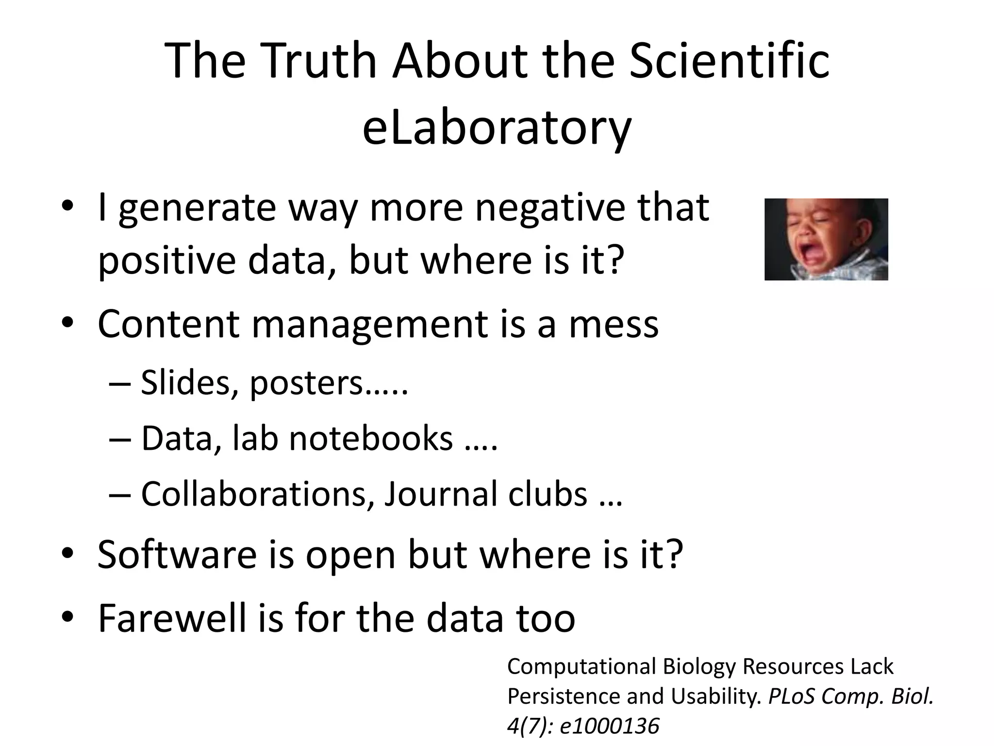 Maybe The Line is Somewhere Else?LaboratoryScientistIdeaExperimentInstitutionDataLab NotebookConclusionsPublisherPublishWe need to publish workflows