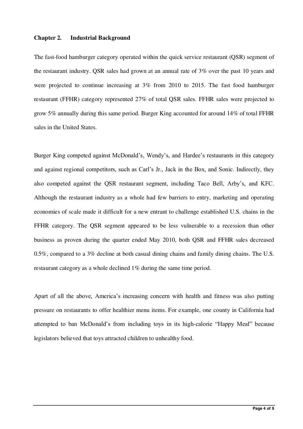 Burger King Case Study Review