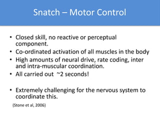 Snatch Definition The Snatch - Motor Control & Coaching | PPTX